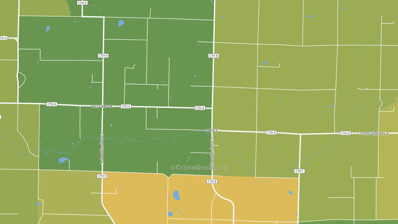 Spruce, WI Map of Drug-Related Crime Rates
