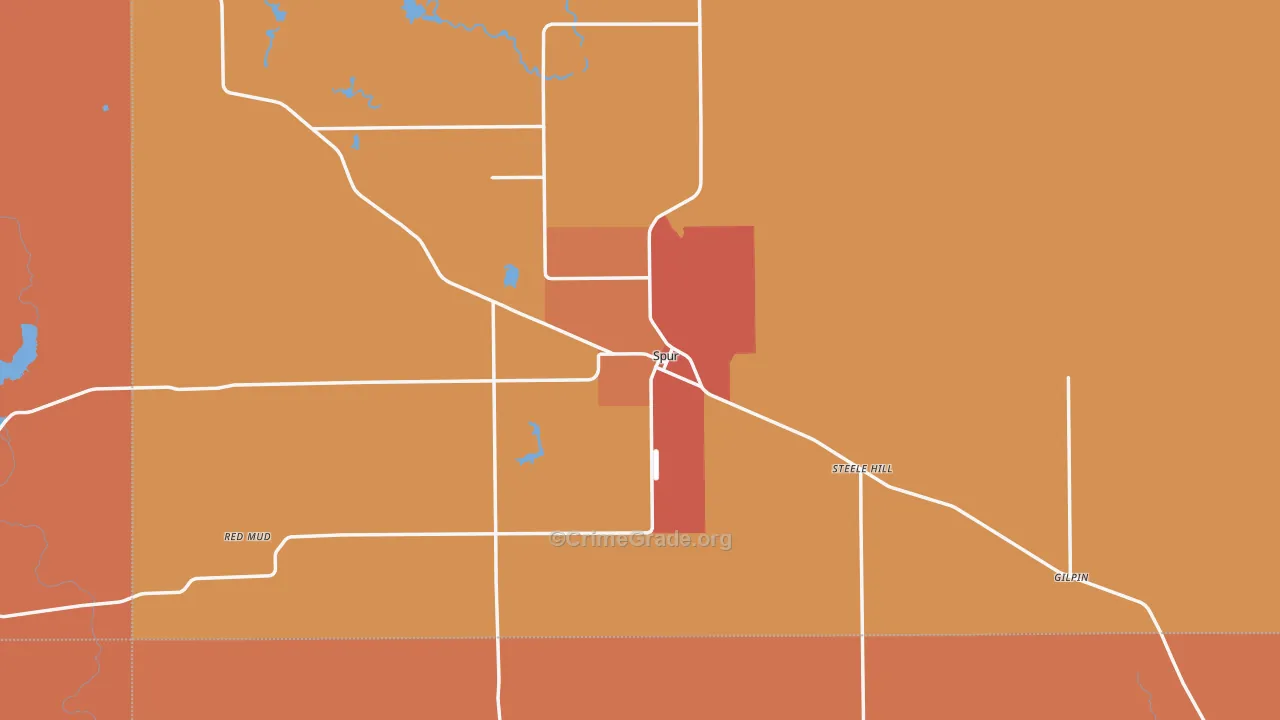 Spur, TX Map of Drug-Related Crime Rates