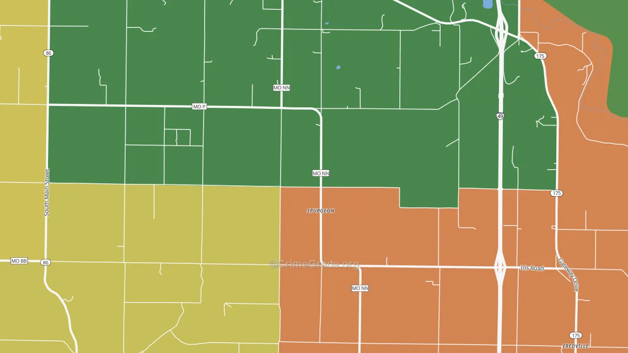 Spurgeon, MO Map of Drug-Related Crime Rates