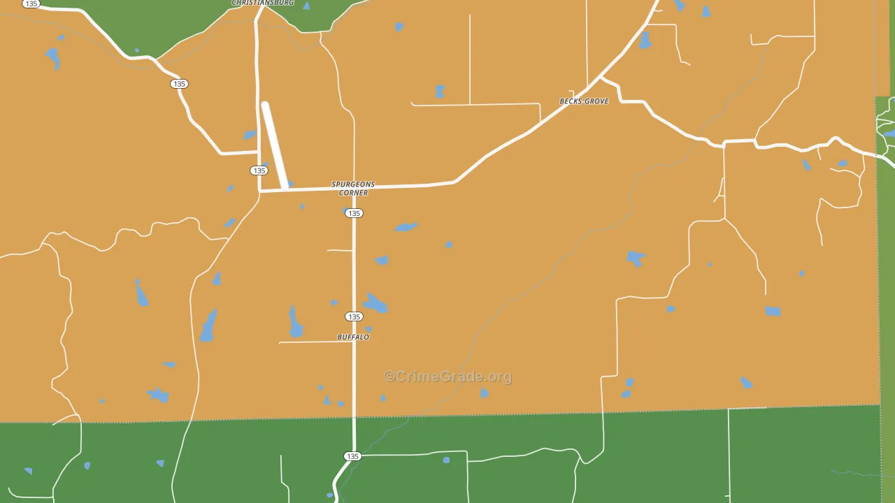 Spurgeons Corner, IN Map of Drug-Related Crime Rates