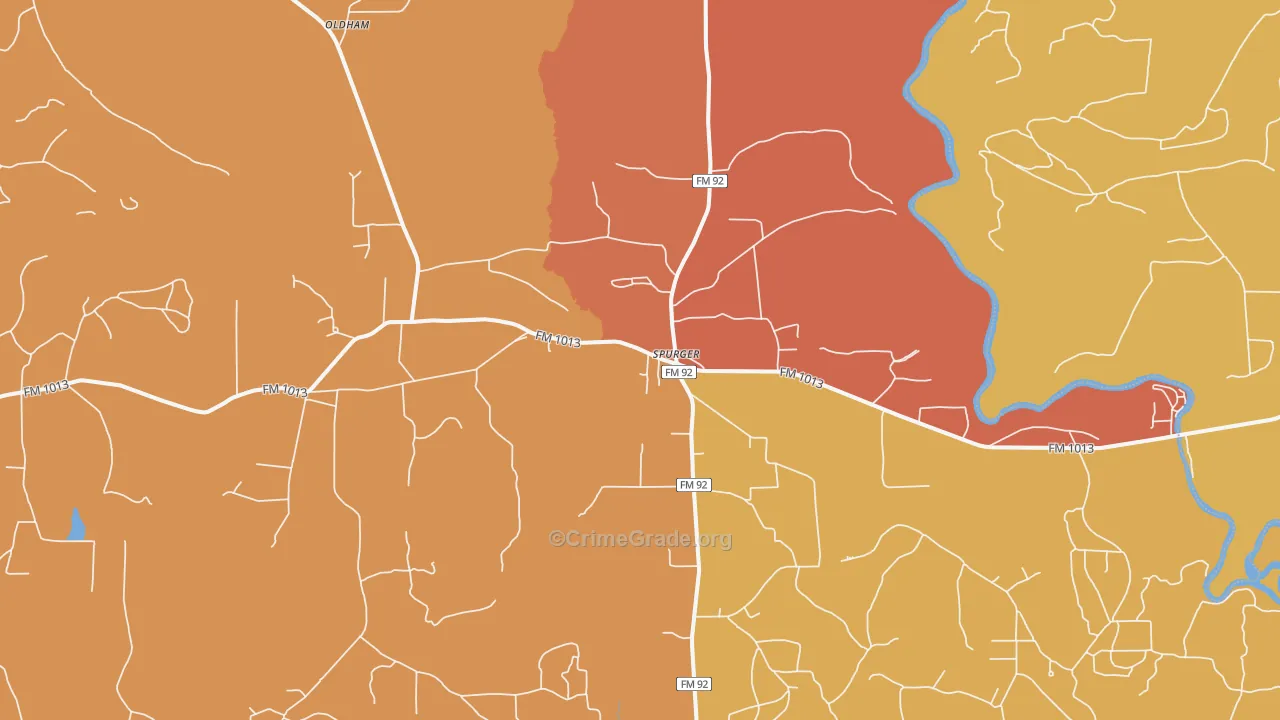 Spurger, TX Map of Drug-Related Crime Rates