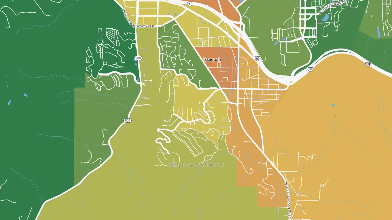 Squak Mountain, Issaquah, WA Map of Drug-Related Crime Rates