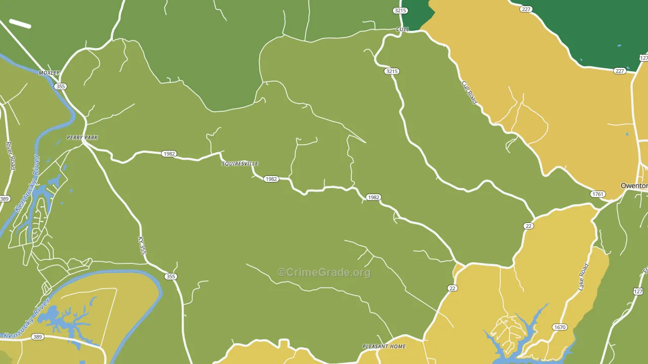 Squiresville, KY Map of Drug-Related Crime Rates