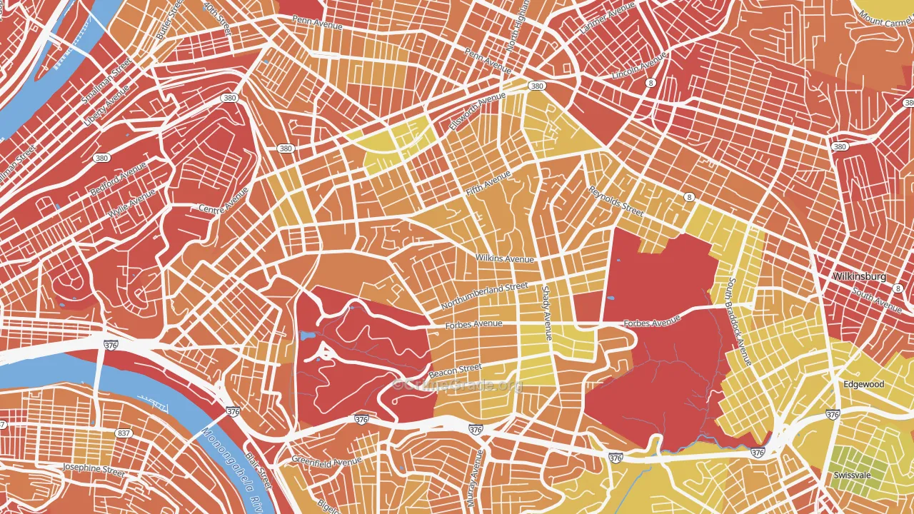 Squirrel Hill North, Pittsburgh, PA Map of Drug-Related Crime Rates