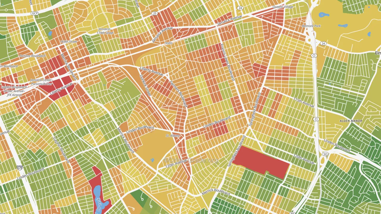 St Albans, Queens, NY Map of Drug-Related Crime Rates