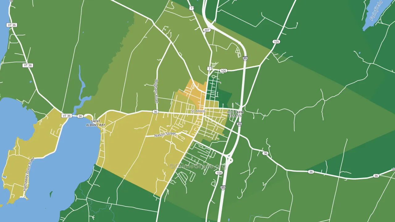 St. Albans, VT Map of Drug-Related Crime Rates