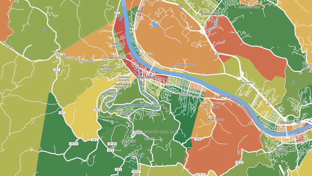 St. Albans, WV Map of Drug-Related Crime Rates