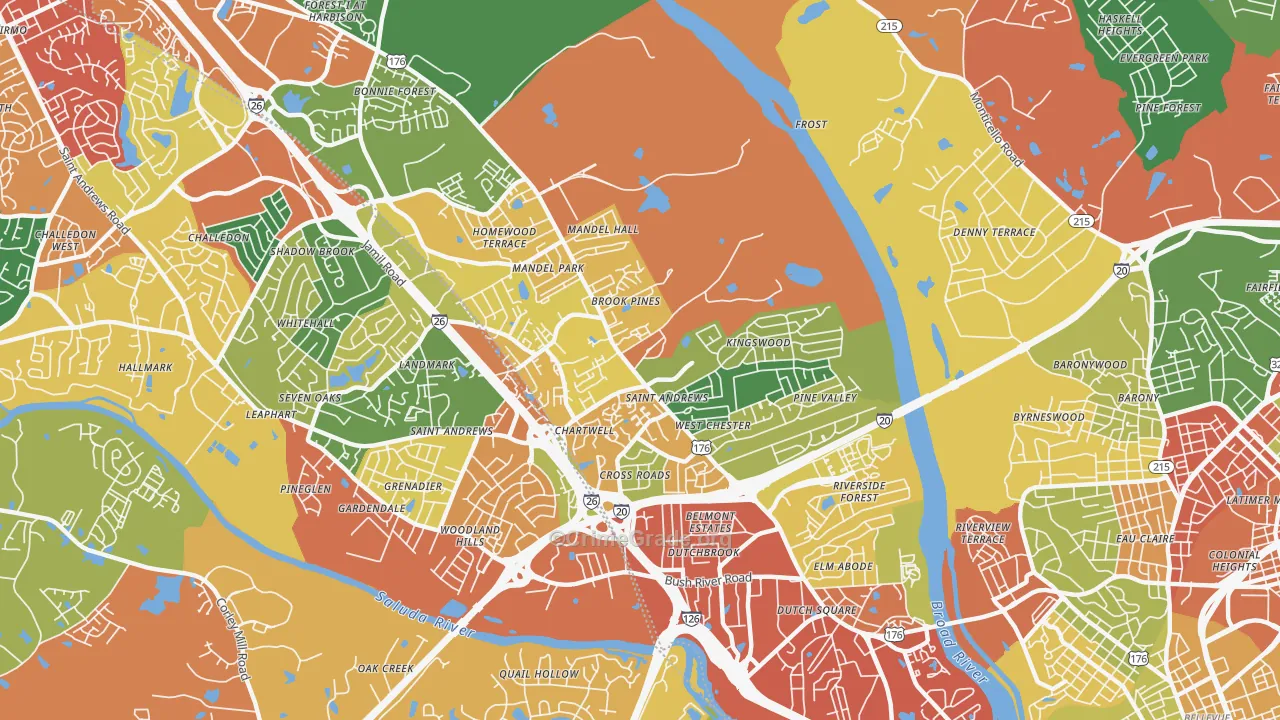 St. Andrews, SC Map of Drug-Related Crime Rates