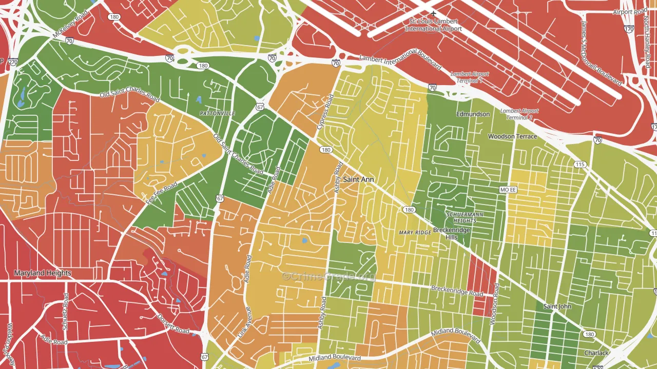 St. Ann, MO Map of Drug-Related Crime Rates