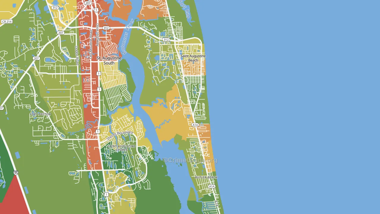 St. Augustine Beach, FL Map of Drug-Related Crime Rates