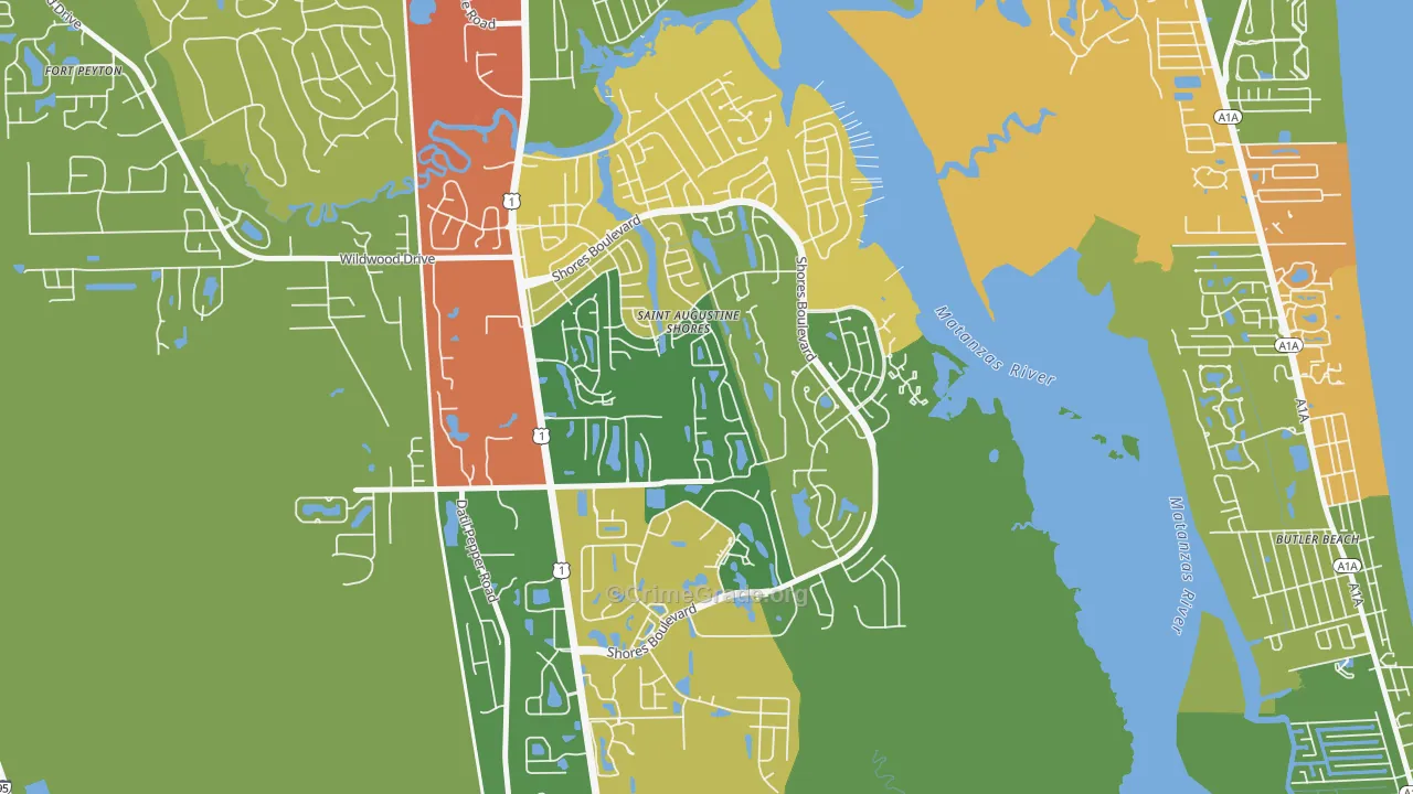 St. Augustine Shores, FL Map of Drug-Related Crime Rates