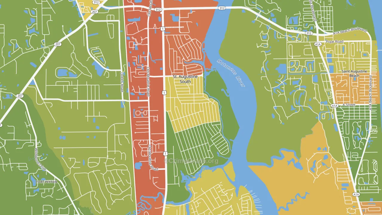 St. Augustine South, FL Map of Drug-Related Crime Rates