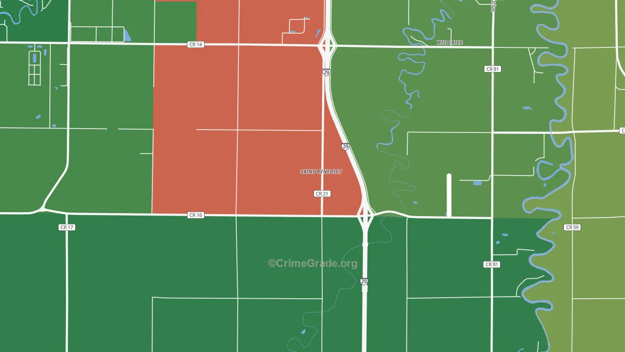 St. Benedict, ND Map of Drug-Related Crime Rates