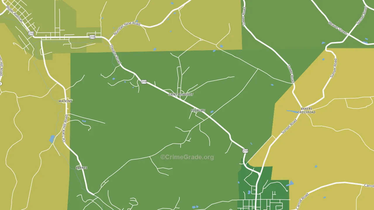 St. Benedict, PA Map of Drug-Related Crime Rates
