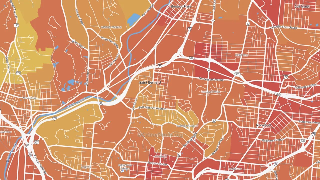 St. Bernard, OH Map of Drug-Related Crime Rates