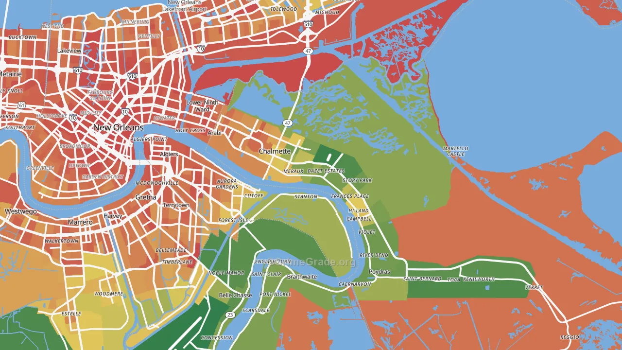 St. Bernard Parish, LA Map of Drug-Related Crime Rates
