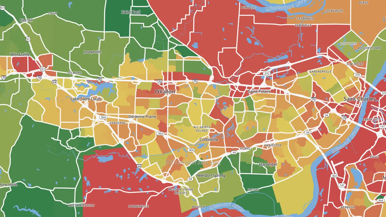 St. Charles County, MO Map of Drug-Related Crime Rates