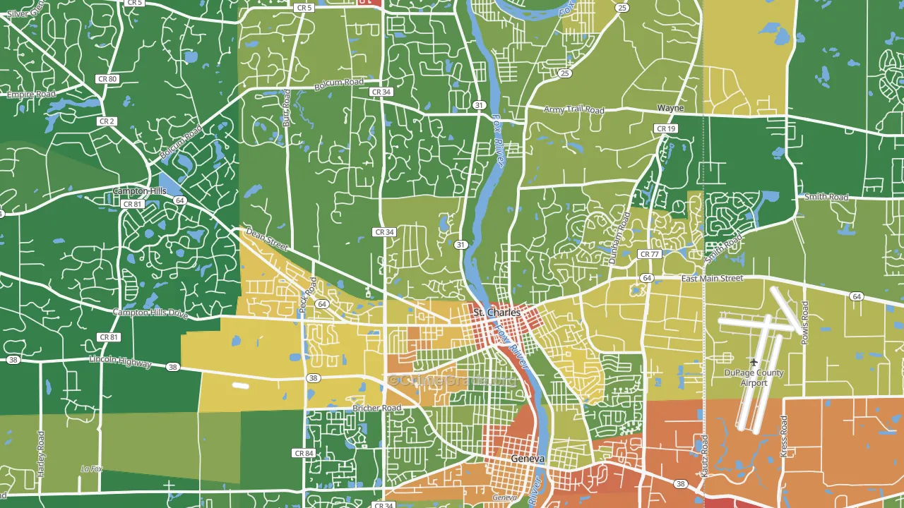 St. Charles, IL Map of Drug-Related Crime Rates