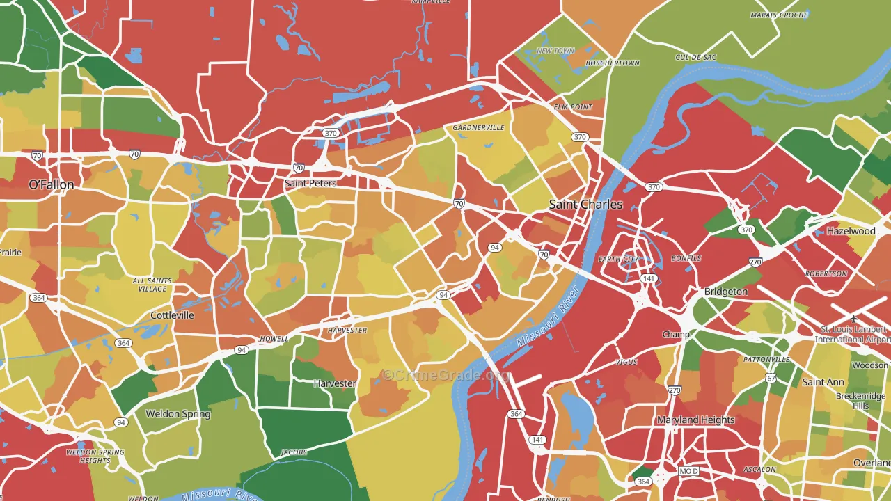 St. Charles, MO Map of Drug-Related Crime Rates