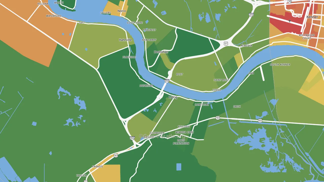 St. Charles Parish, LA Map of Drug-Related Crime Rates