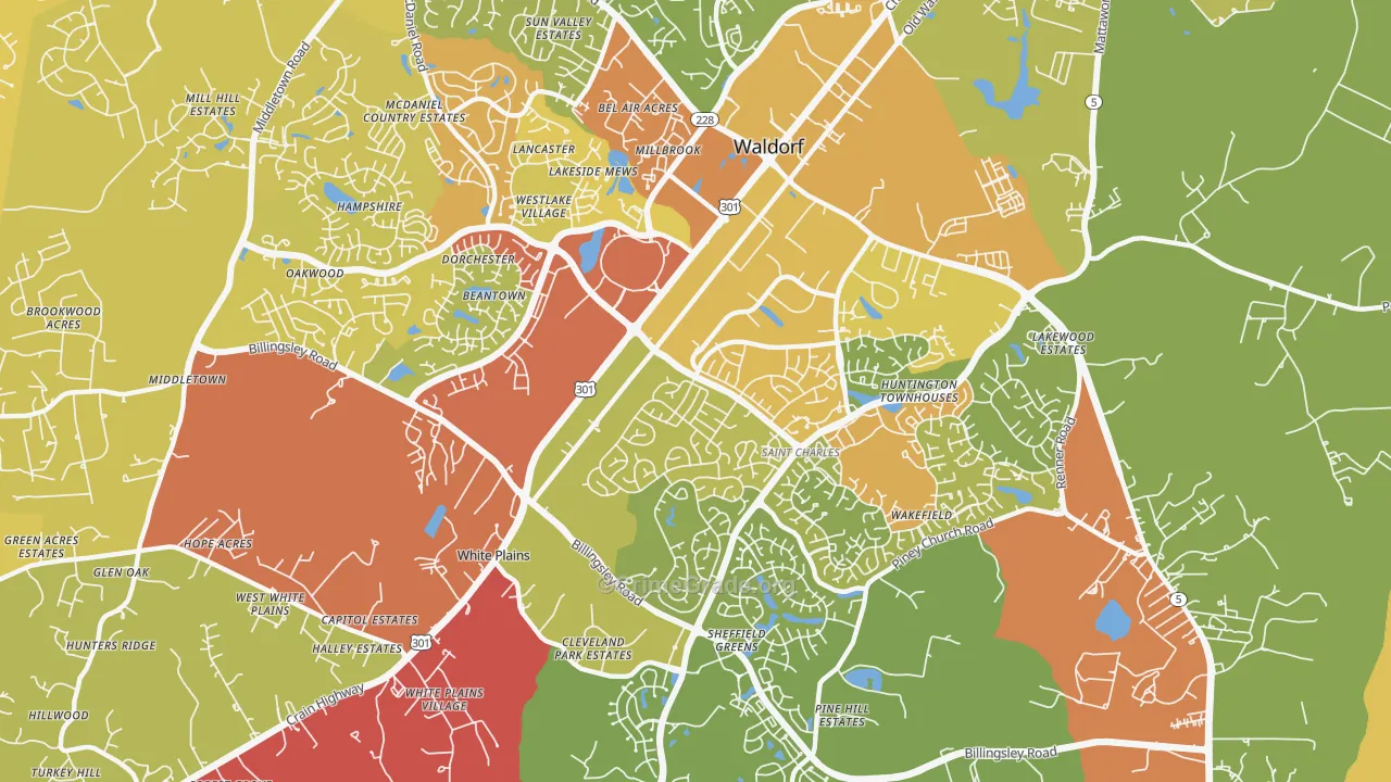 St Charles, Waldorf, MD Map of Drug-Related Crime Rates