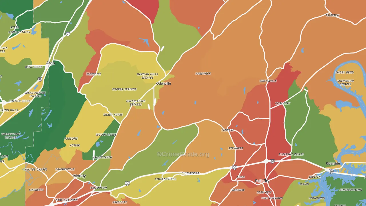 St. Clair County, AL Map of Drug-Related Crime Rates