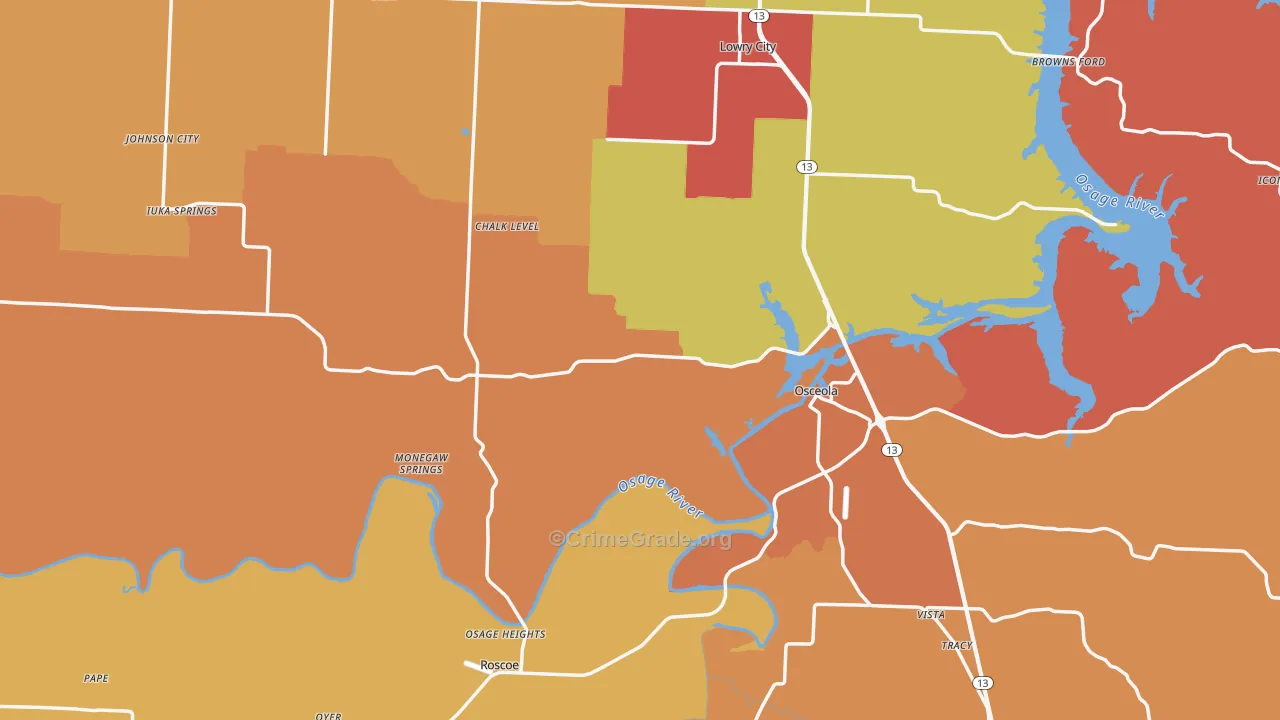 St. Clair County, MO Map of Drug-Related Crime Rates