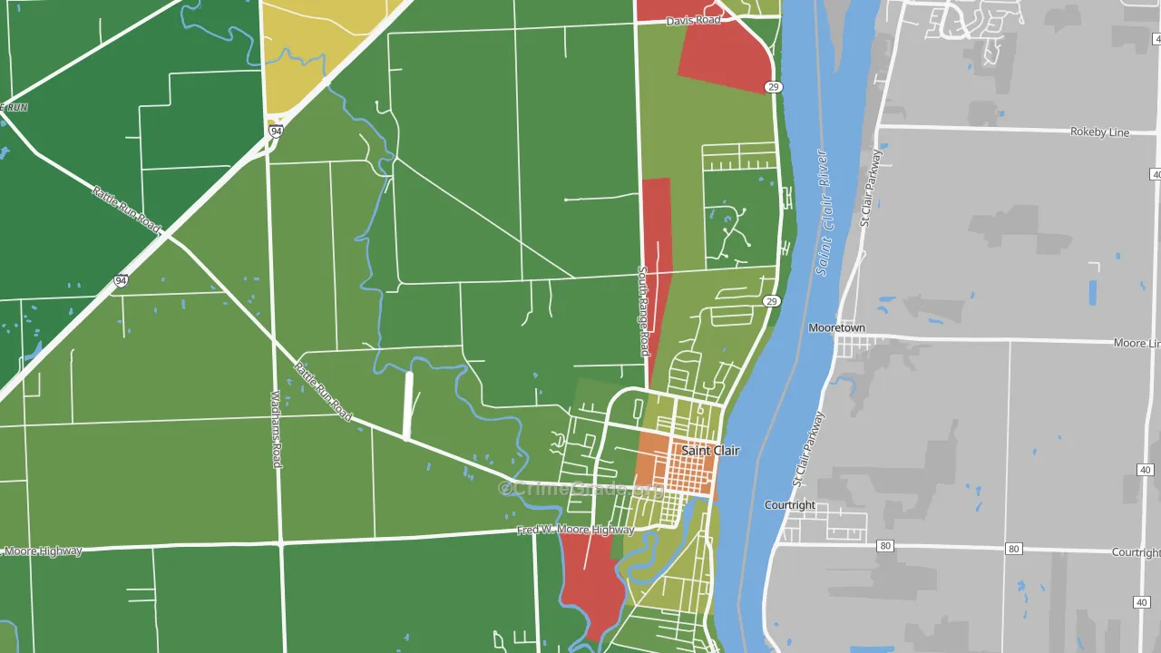St. Clair, MI Map of Drug-Related Crime Rates