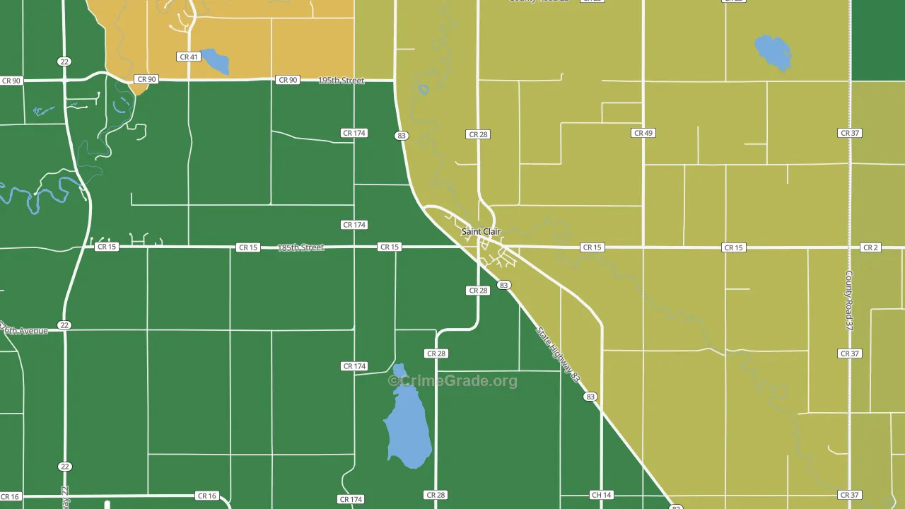 St. Clair, MN Map of Drug-Related Crime Rates