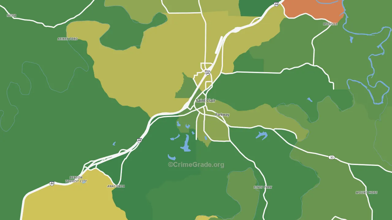 St. Clair, MO Map of Drug-Related Crime Rates
