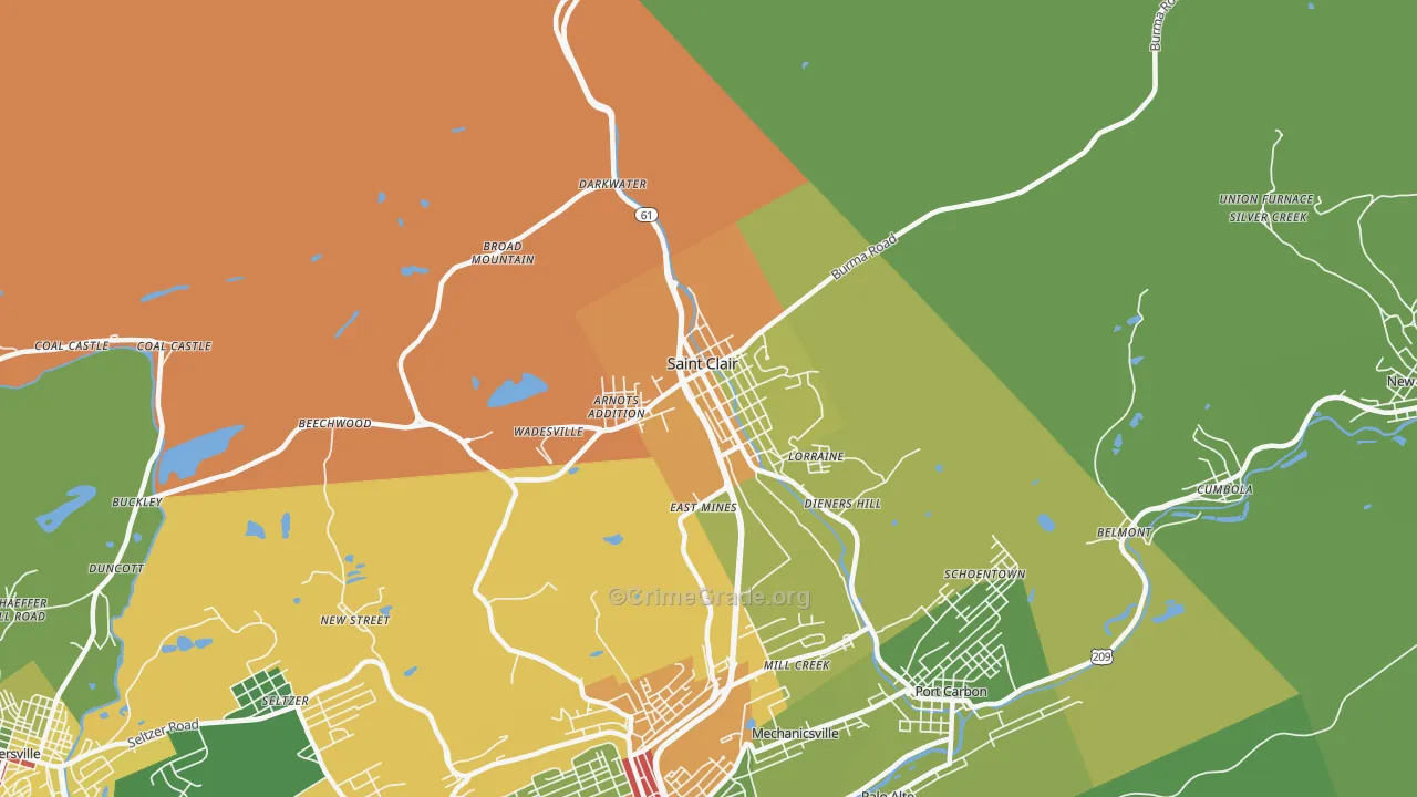 St. Clair, PA Map of Drug-Related Crime Rates