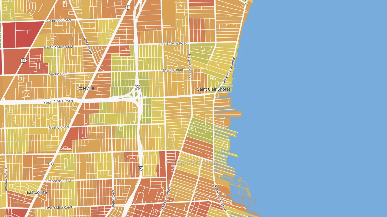 St. Clair Shores, MI Map of Drug-Related Crime Rates