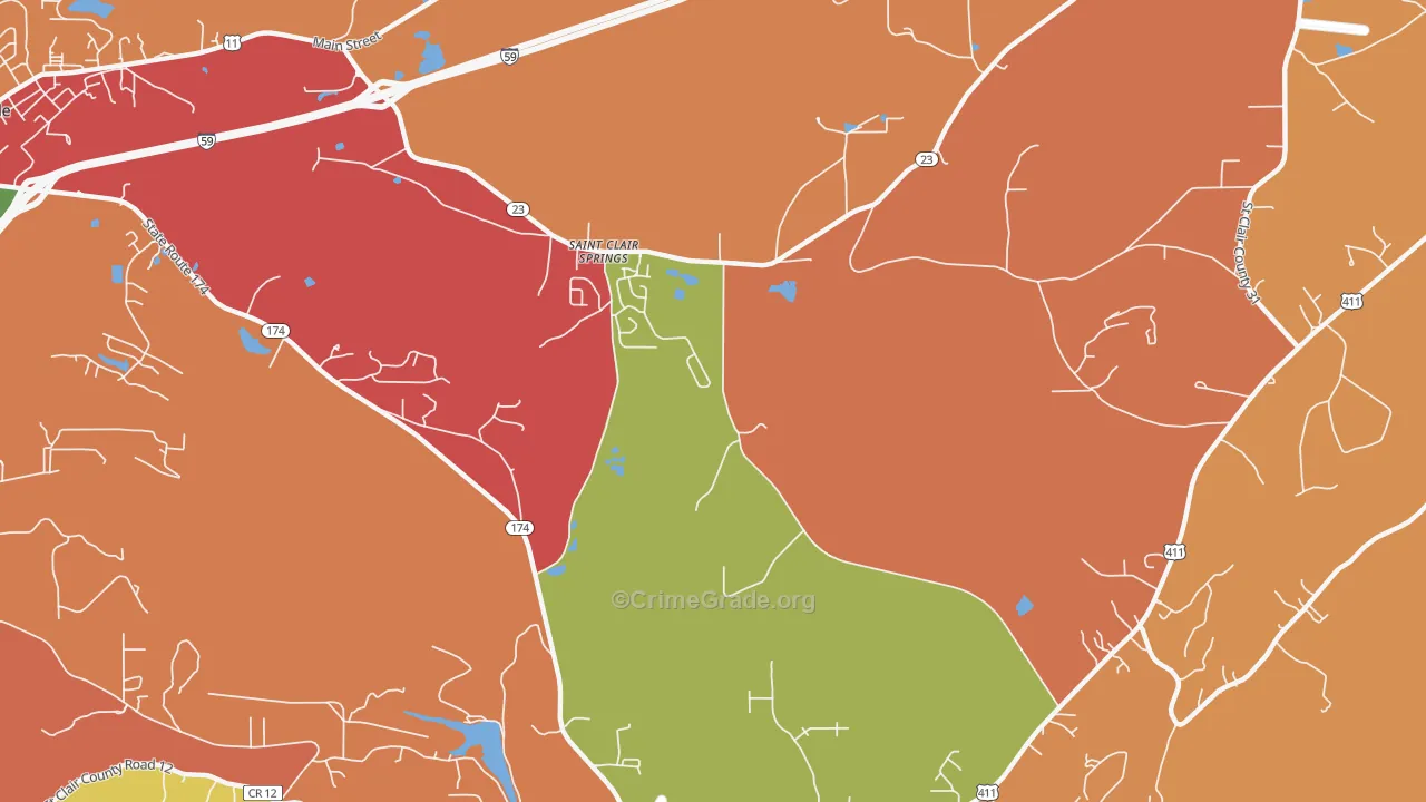 St. Clair Springs, AL Map of Drug-Related Crime Rates