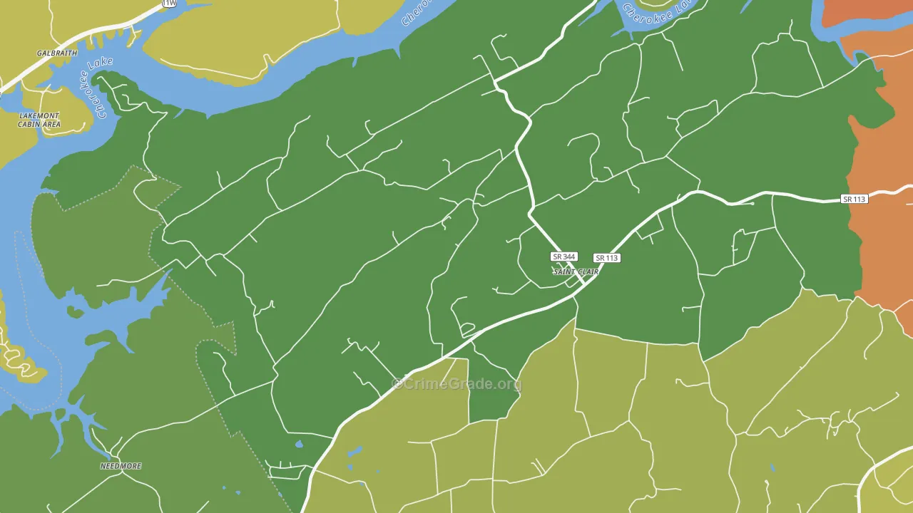 St. Clair, TN Map of Drug-Related Crime Rates