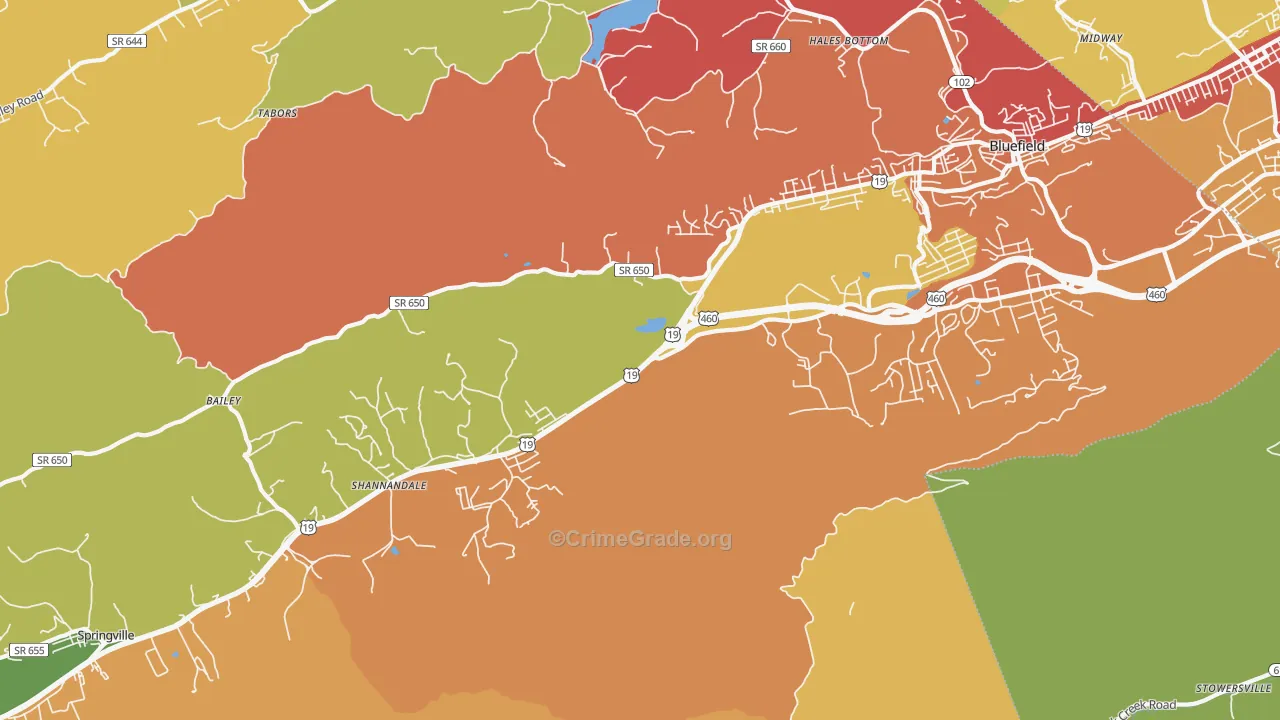St. Clair, VA Map of Drug-Related Crime Rates