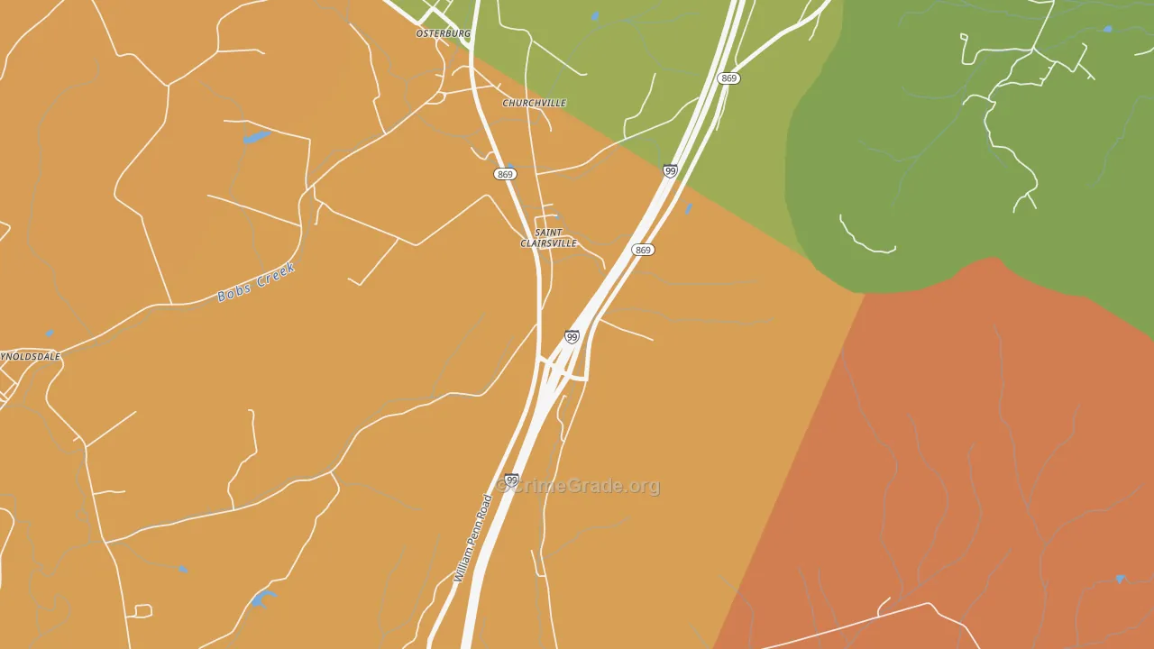 St. Clairsville, PA Map of Drug-Related Crime Rates