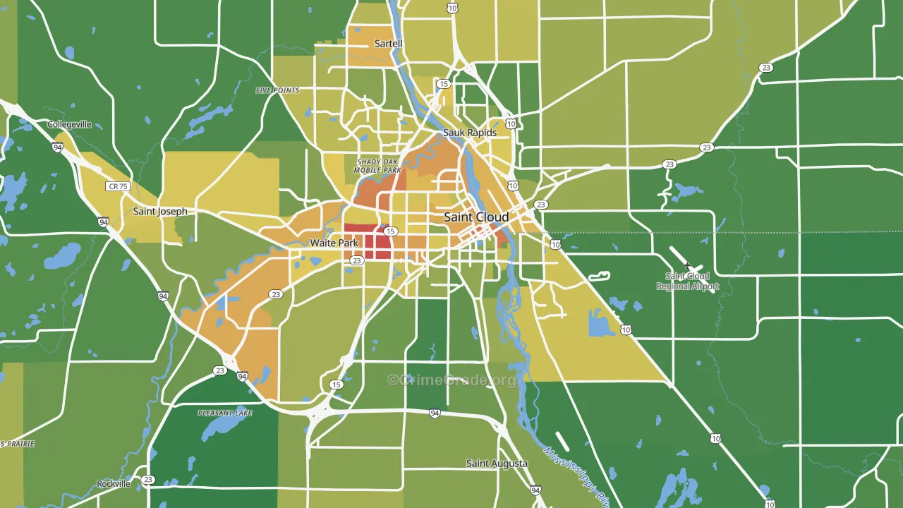 St. Cloud, MN Map of Drug-Related Crime Rates