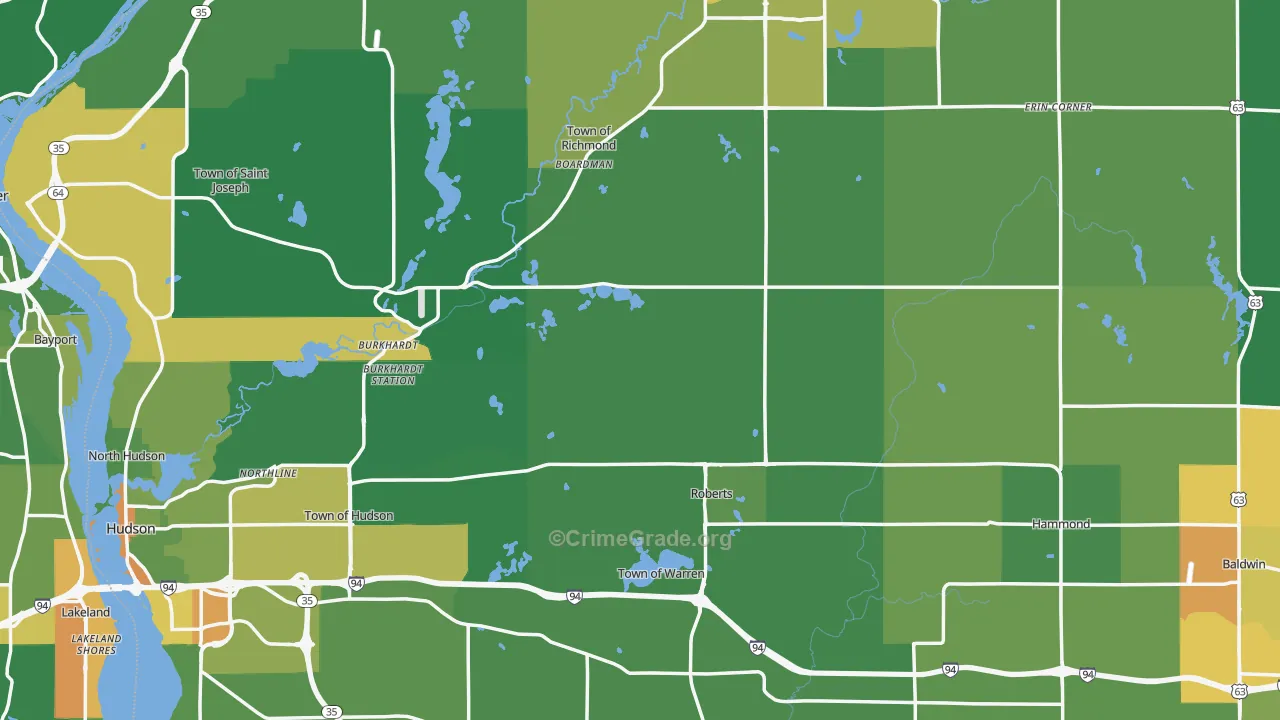 St. Croix County, WI Map of Drug-Related Crime Rates