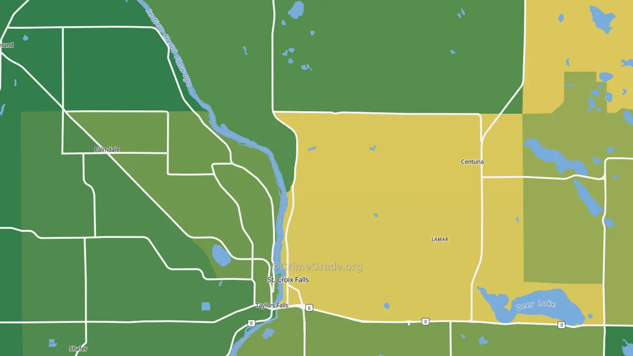 St. Croix Falls, WI Map of Drug-Related Crime Rates