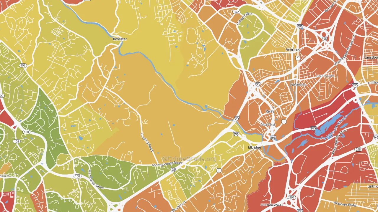 St Denis, Catonsville, MD Map of Drug-Related Crime Rates