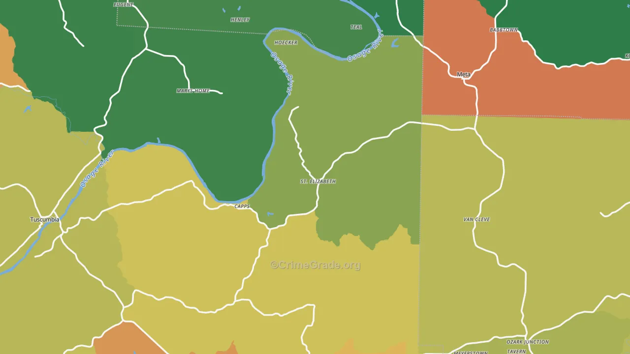 St. Elizabeth, MO Map of Drug-Related Crime Rates