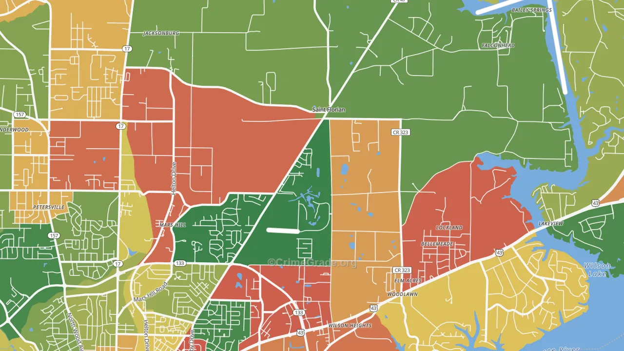 St. Florian, AL Map of Drug-Related Crime Rates