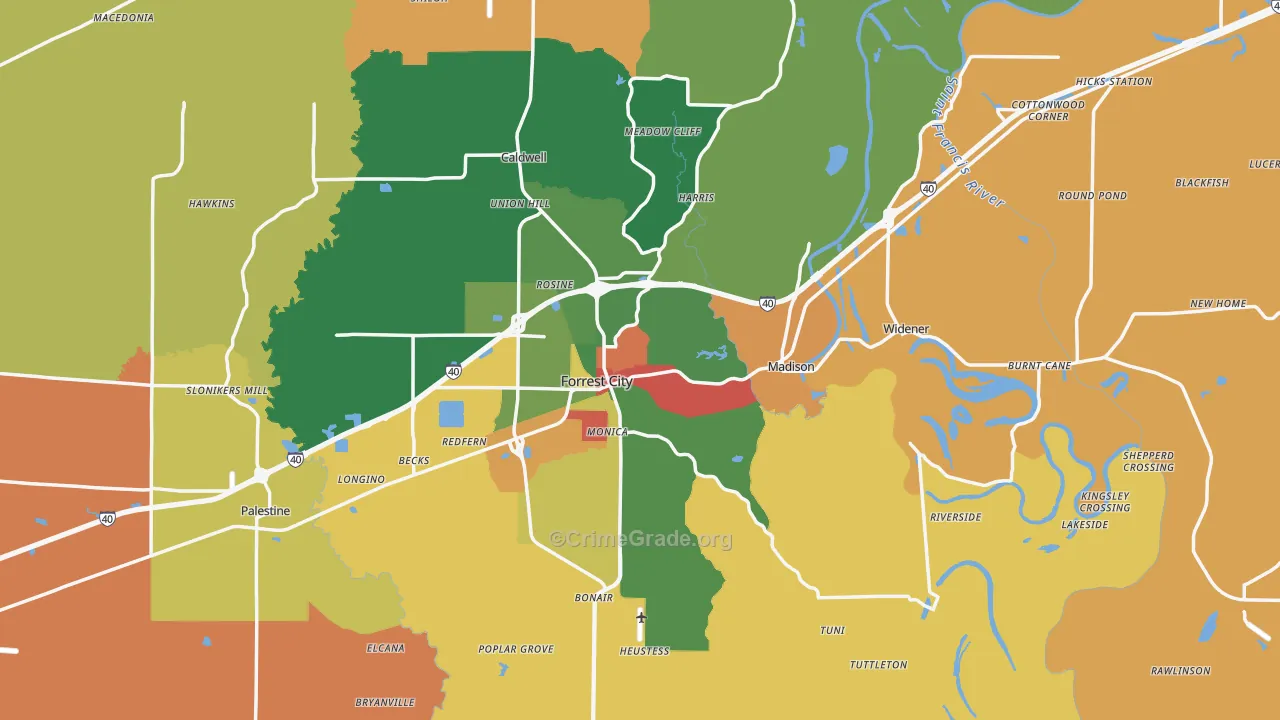 St. Francis County, AR Map of Drug-Related Crime Rates