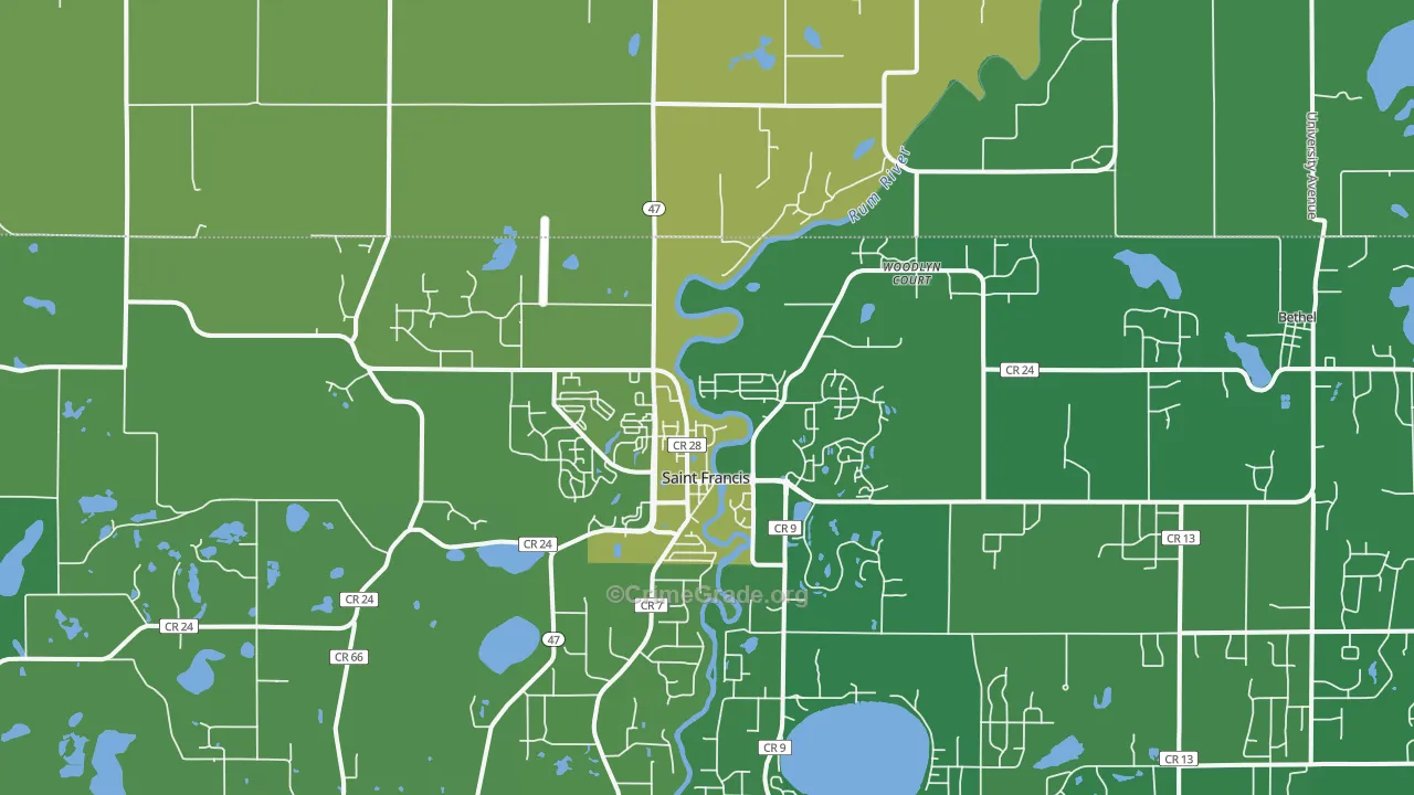 St. Francis, MN Map of Drug-Related Crime Rates