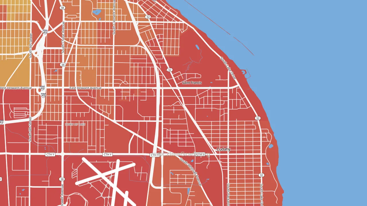 St. Francis, WI Map of Drug-Related Crime Rates