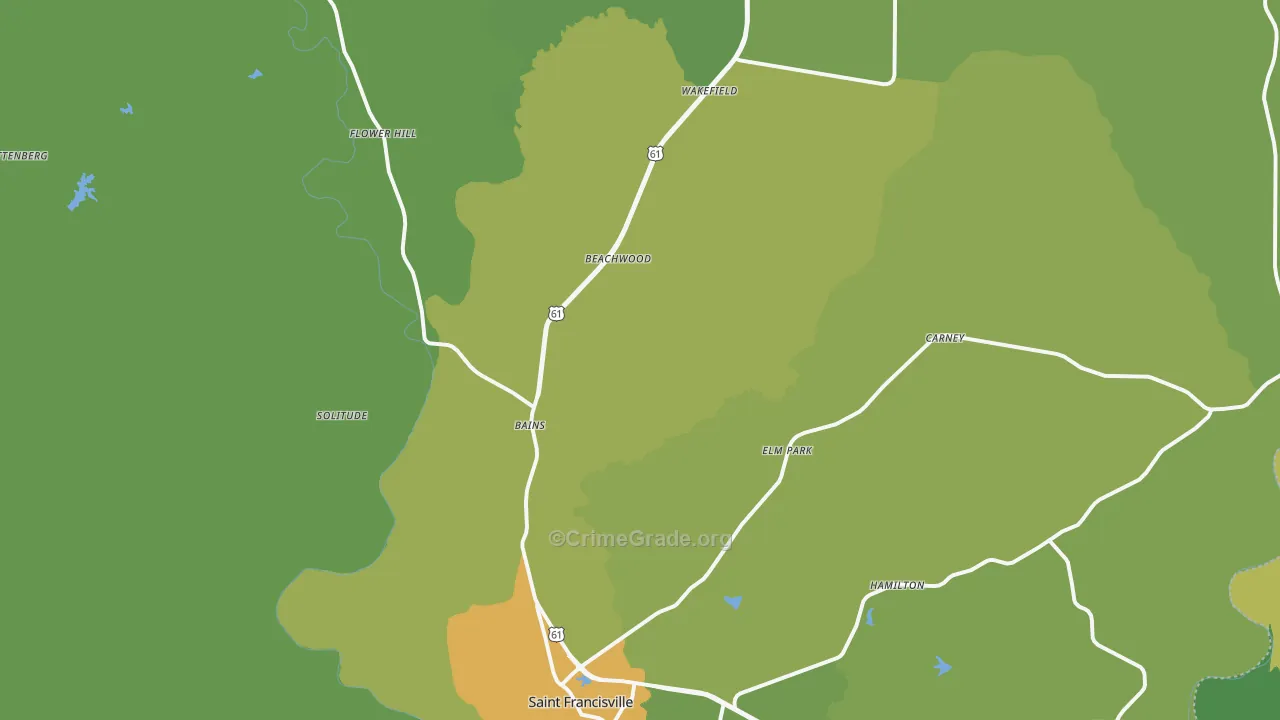 St. Francisville, LA Map of Drug-Related Crime Rates