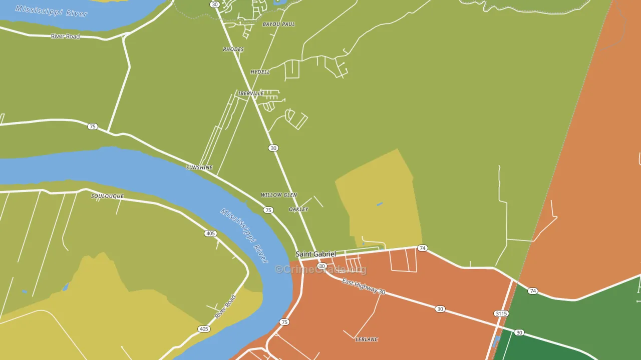 St. Gabriel, LA Map of Drug-Related Crime Rates