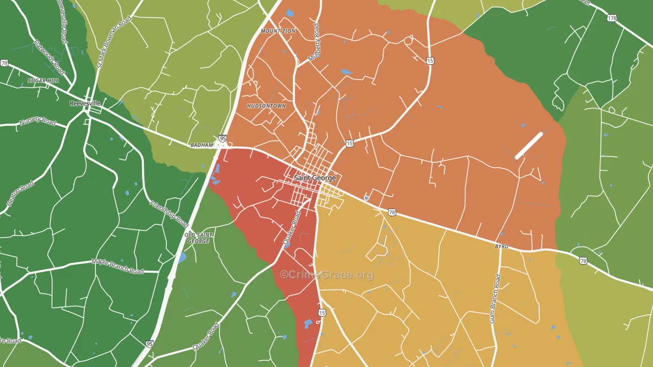 St. George, SC Map of Drug-Related Crime Rates