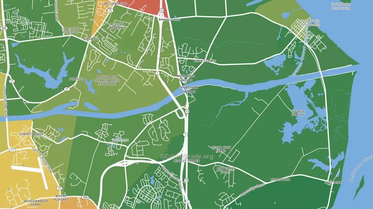 St. Georges, DE Map of Drug-Related Crime Rates