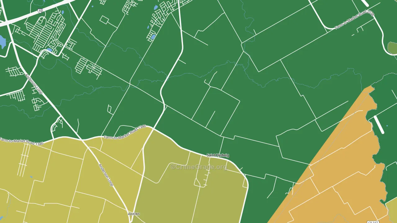 St. Hedwig, TX Map of Drug-Related Crime Rates